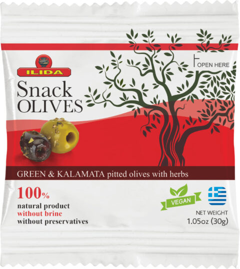 Mixed pitted olives (green & kalamata) with herbs 30gr